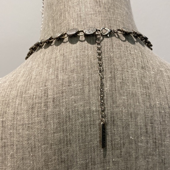 Silver Metal Statement Drop Necklace - Picture 5 of 10